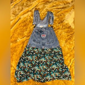 vintage materials upcycled overalls dress